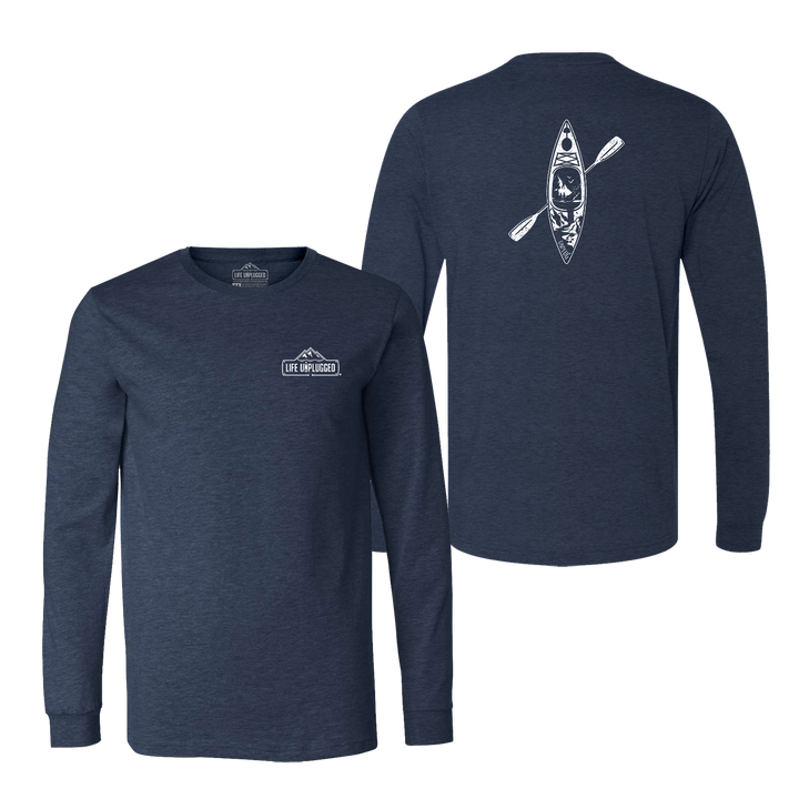 Kayak Mountain Scene Long Sleeve T-Shirt