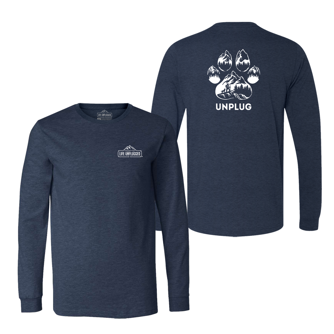 Paw Print Mountain Scene Long Sleeve T-Shirt