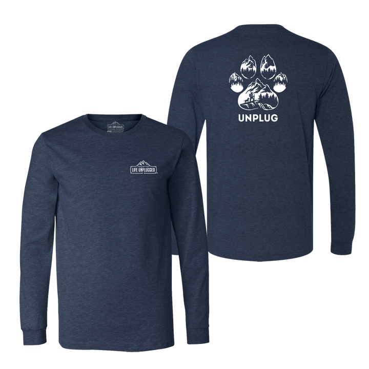 Paw Print Mountain Scene Long Sleeve T-Shirt