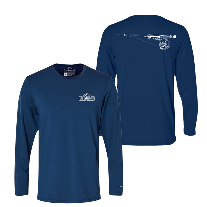 Fly Fishing Mountain Scene Performance Long Sleeve with UPF 50+