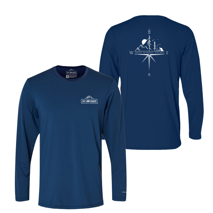 Compass Mountain Scene Performance Long Sleeve with UPF 50+