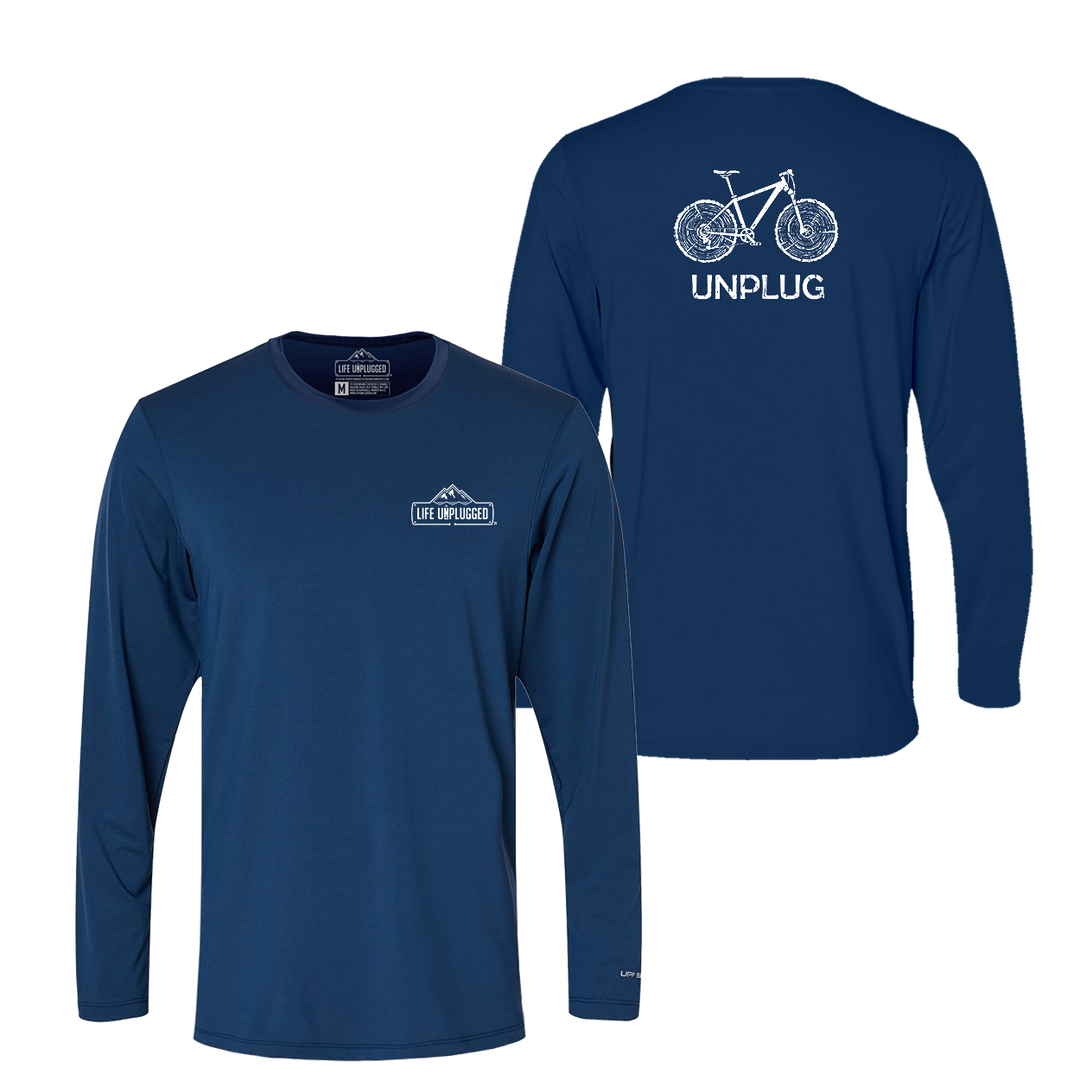 Mountain Bike Tree Stumps Performance Long Sleeve with UPF 50+