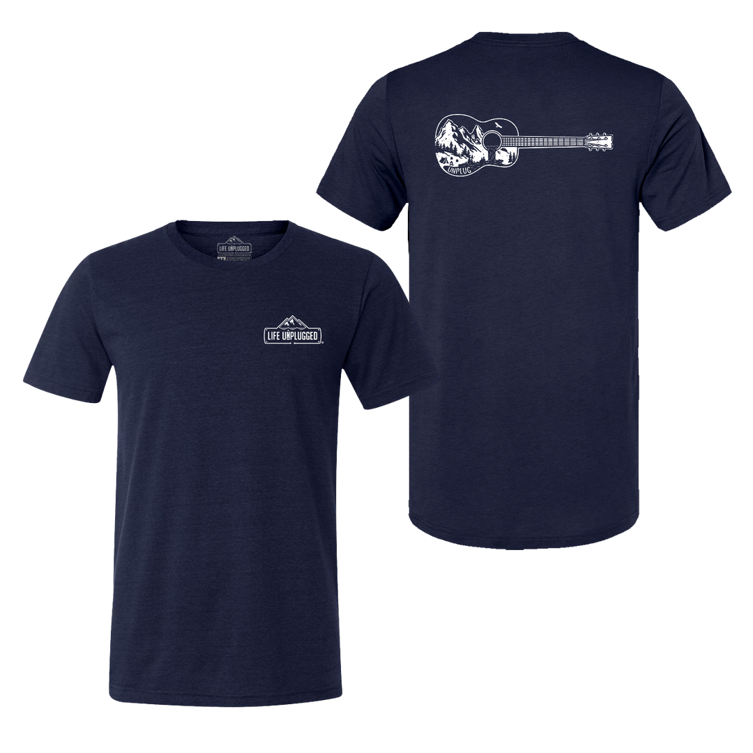 Guitar Mountain Scene Triblend T-Shirt