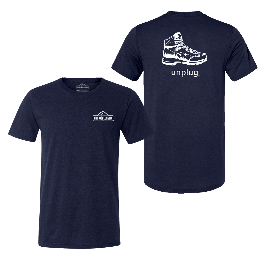 Hiking Boot Mountain Scene Triblend T-Shirt
