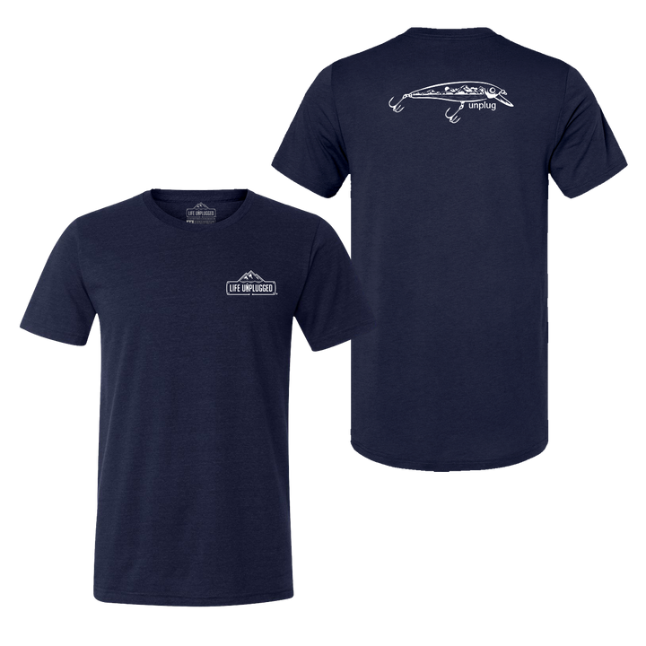 Fishing Lure Mountain Scene Triblend T-Shirt