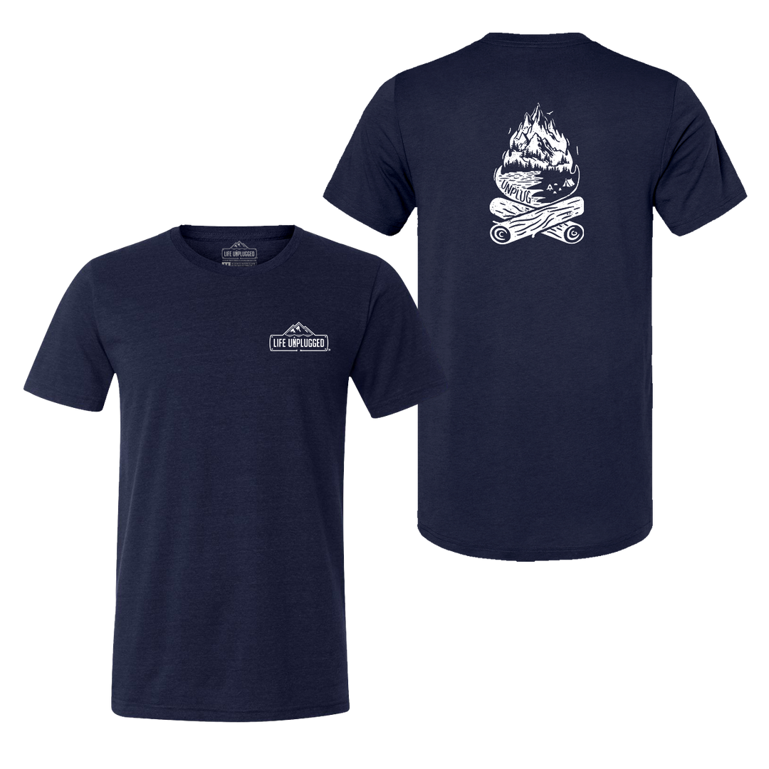 Campfire Mountain scene Triblend T-Shirt