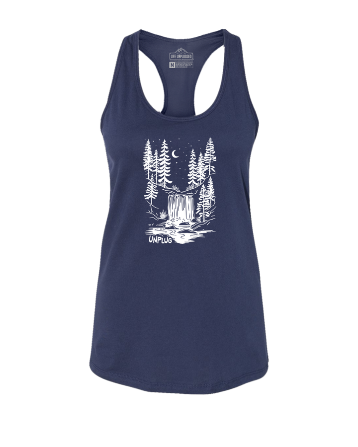 WATERFALL UNDER THE STARS Women's Racerback Tank Top