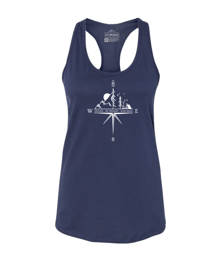 Compass Mountain Scene Women's Racerback Tank Top