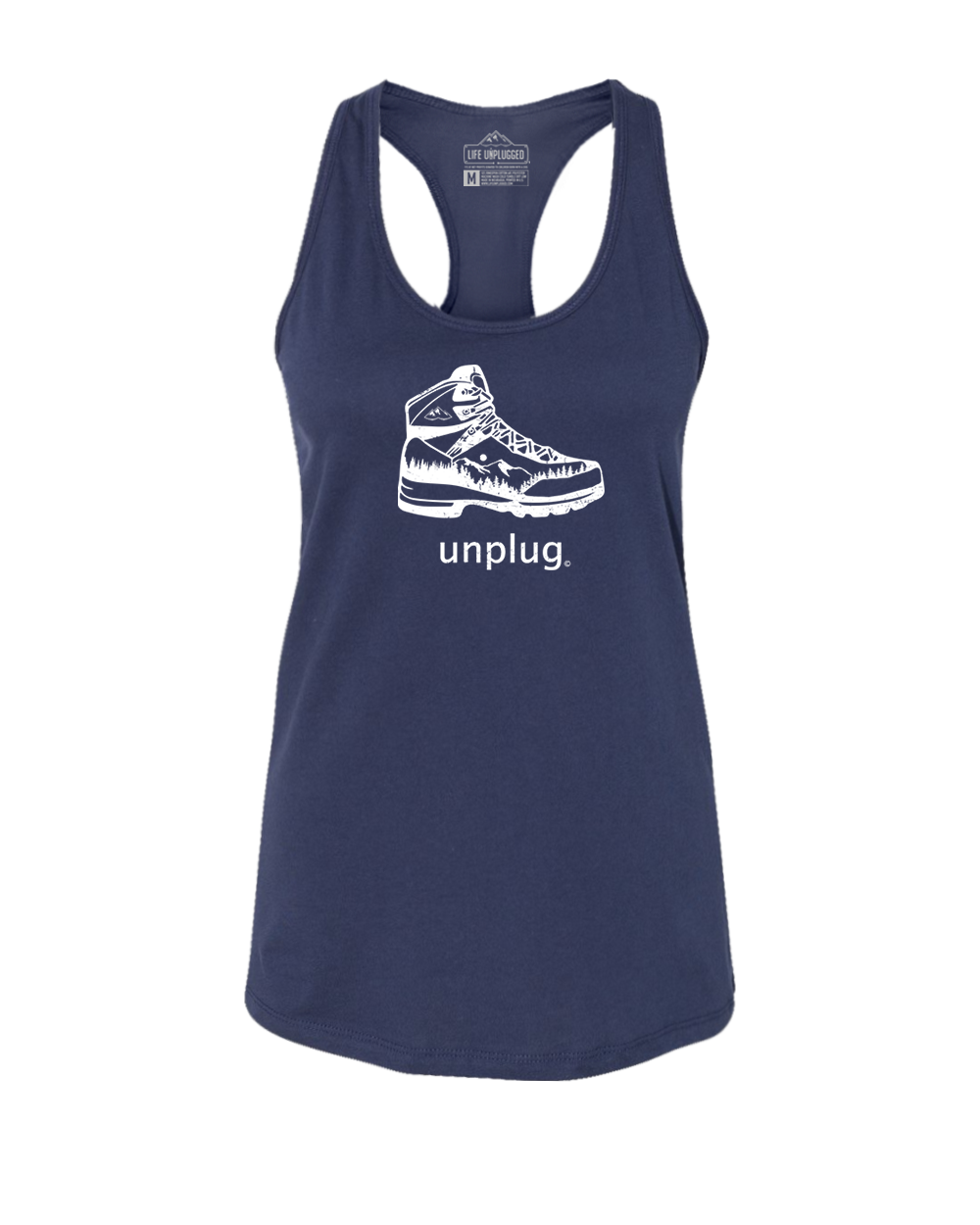 Hiking Boot Mountain Scene Women's Racerback Tank Top