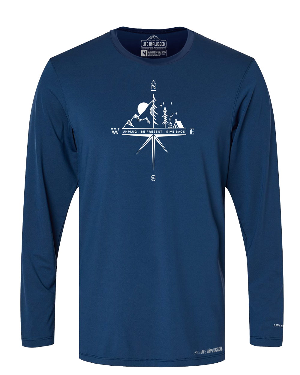 Compass Mountain Scene Poly/Spandex High Performance Long Sleeve with UPF 50+