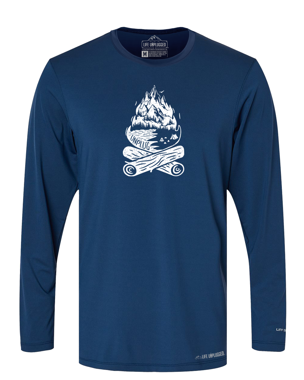 Campfire Mountain Scene Poly/Spandex High Performance Long Sleeve with UPF 50+