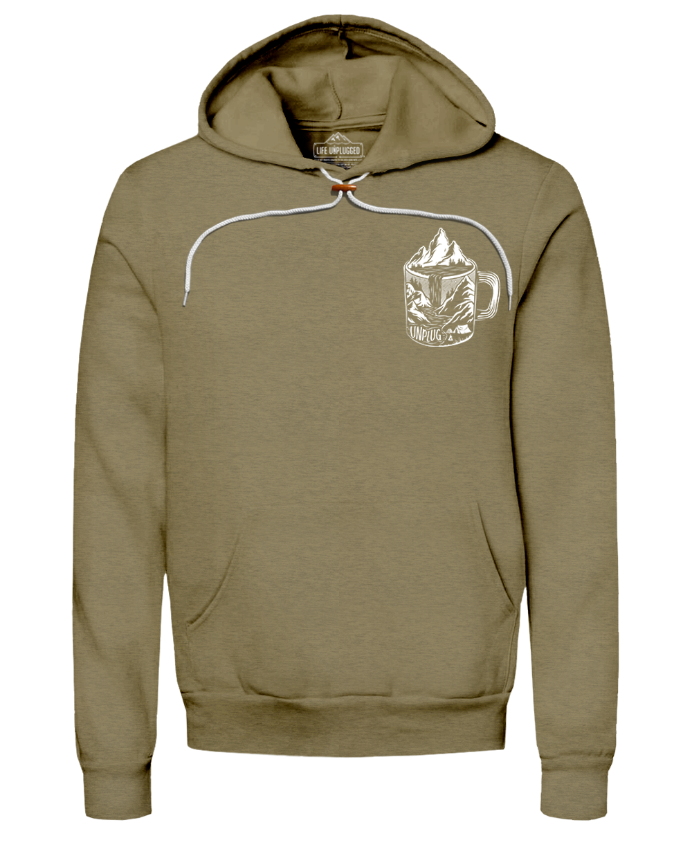 Coffee Mountain Scene Left Chest Super Soft Hoodie