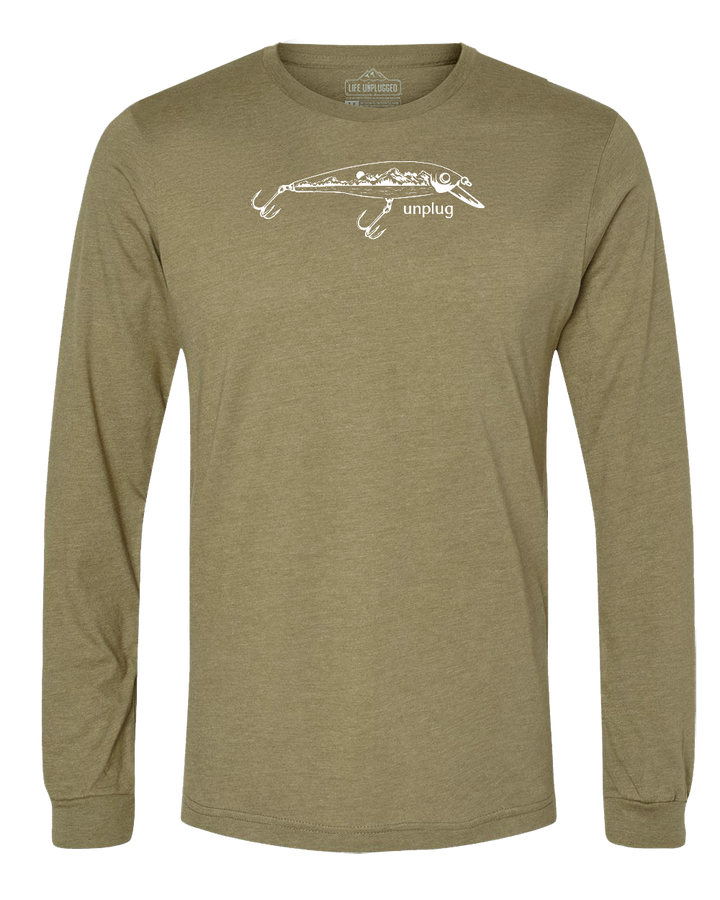 Fishing Lure Mountain Scene Long Sleeve T-Shirt