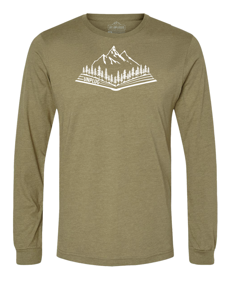 Open Book Mountain Scene Long Sleeve T-Shirt