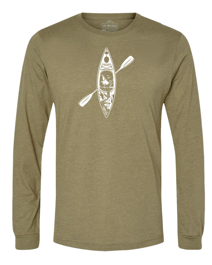 Kayak Mountain Scene Long Sleeve T-Shirt