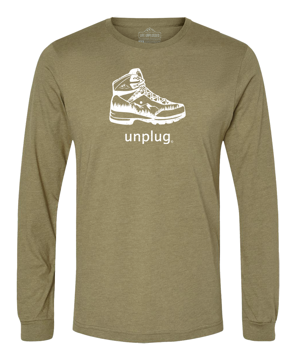 Hiking Boot Mountain Scene Long Sleeve T-Shirt