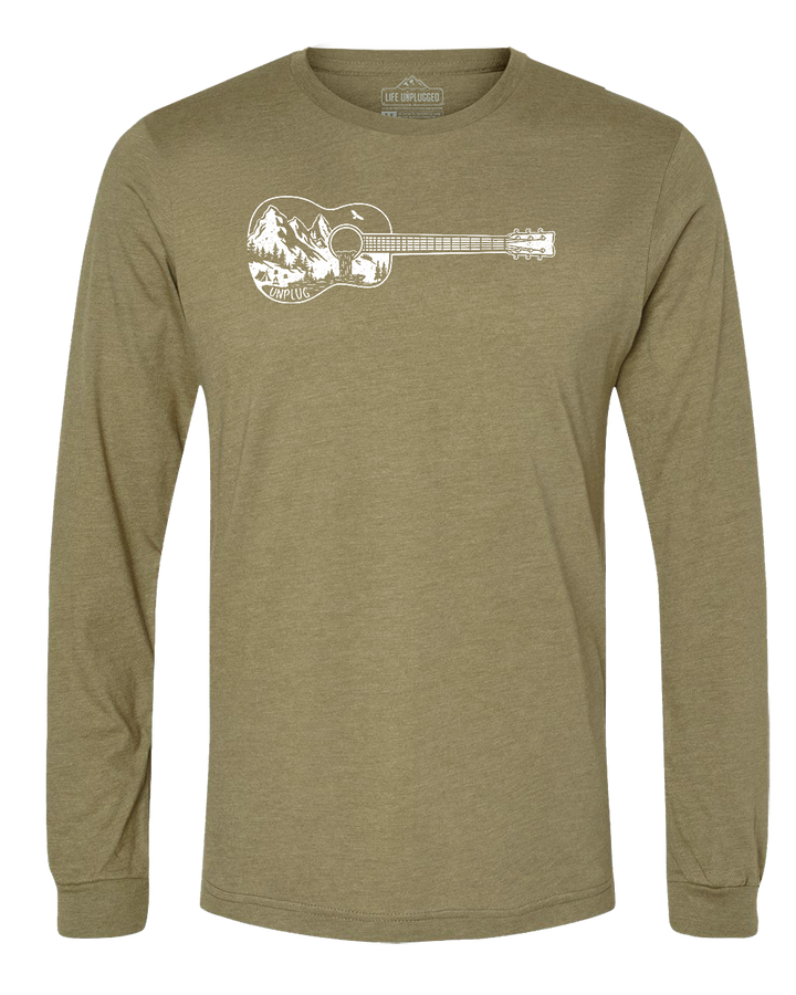 Guitar Mountain Scene Long Sleeve T-Shirt