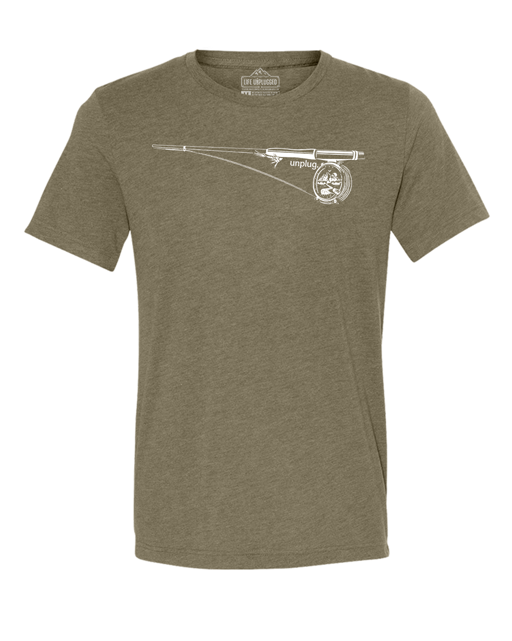 Fly Fishing Mountain Scene Triblend T-Shirt