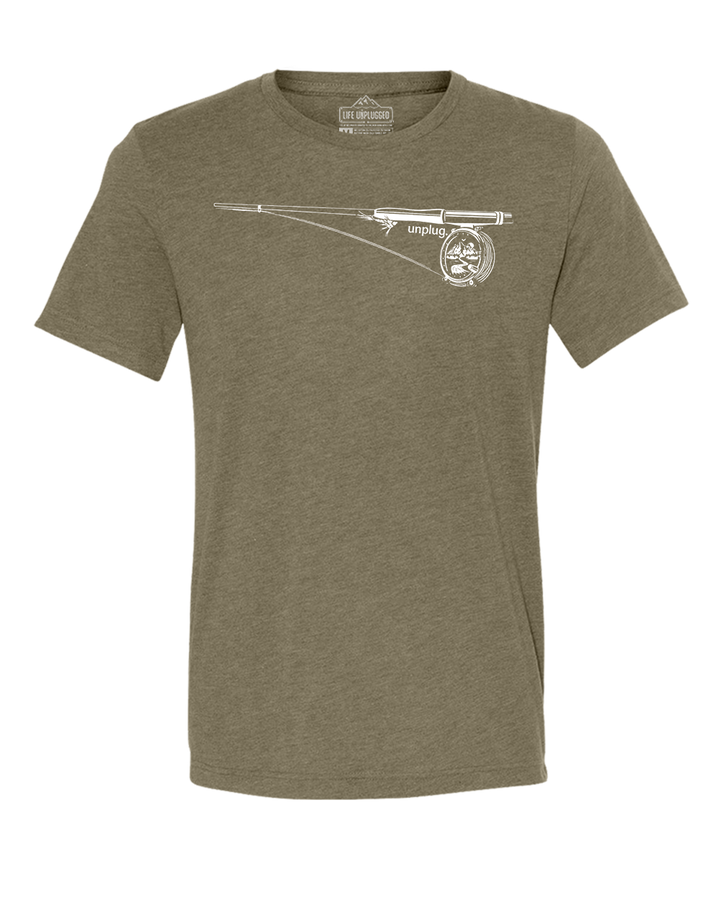 Fly Fishing Mountain Scene Triblend T-Shirt