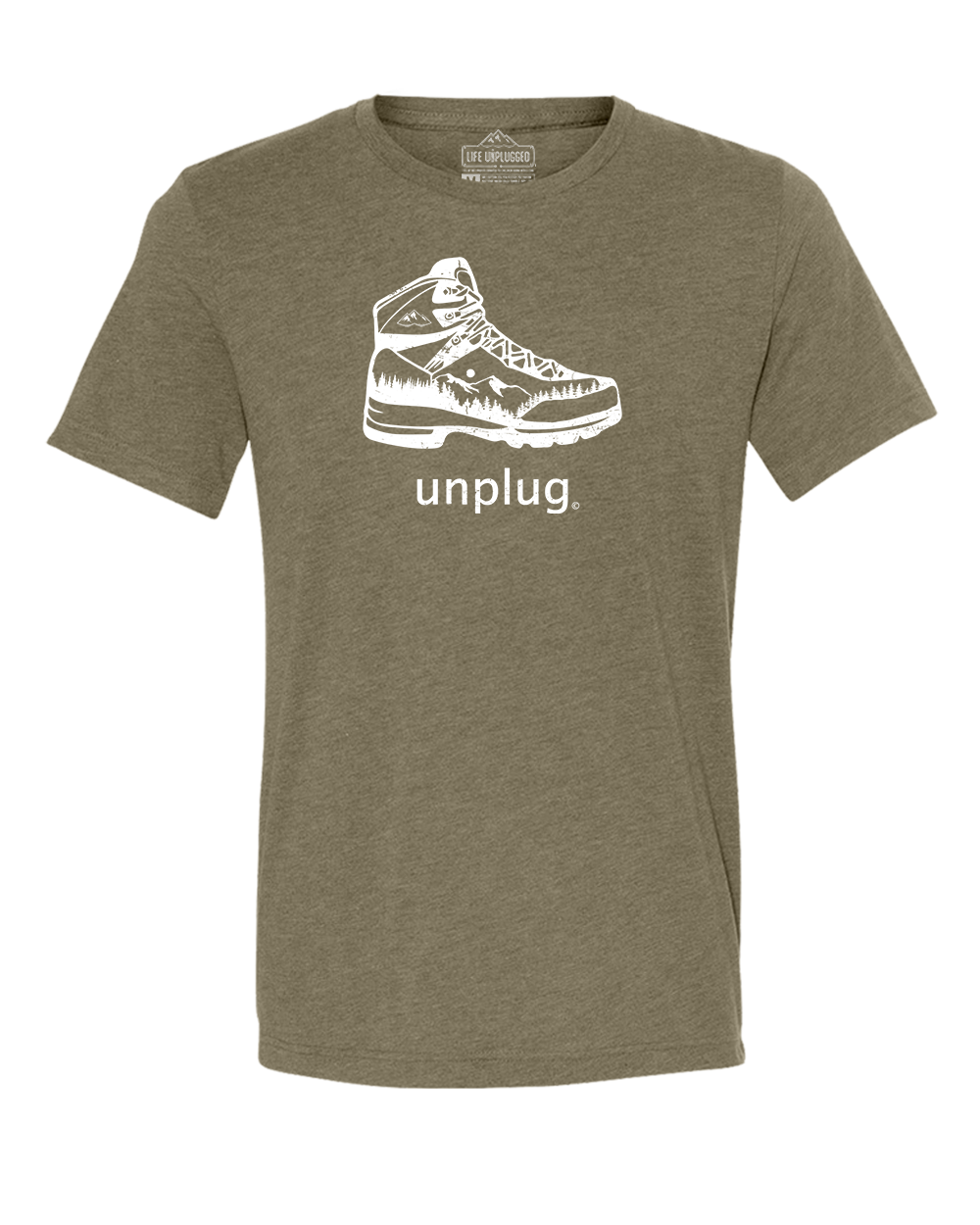 Hiking Boot Mountain Scene Triblend T-Shirt