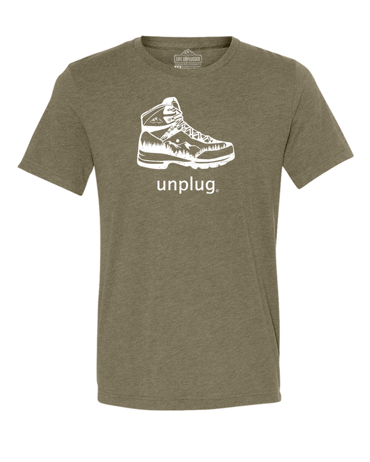 Hiking Boot Mountain Scene Triblend T-Shirt