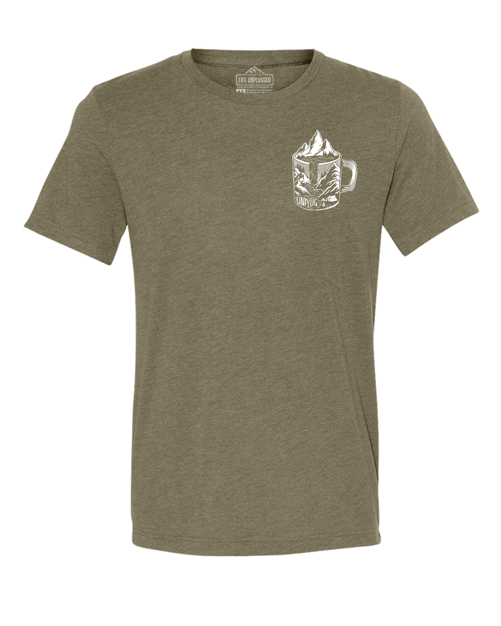 Coffee Mountain Scene Left Chest Triblend T-Shirt