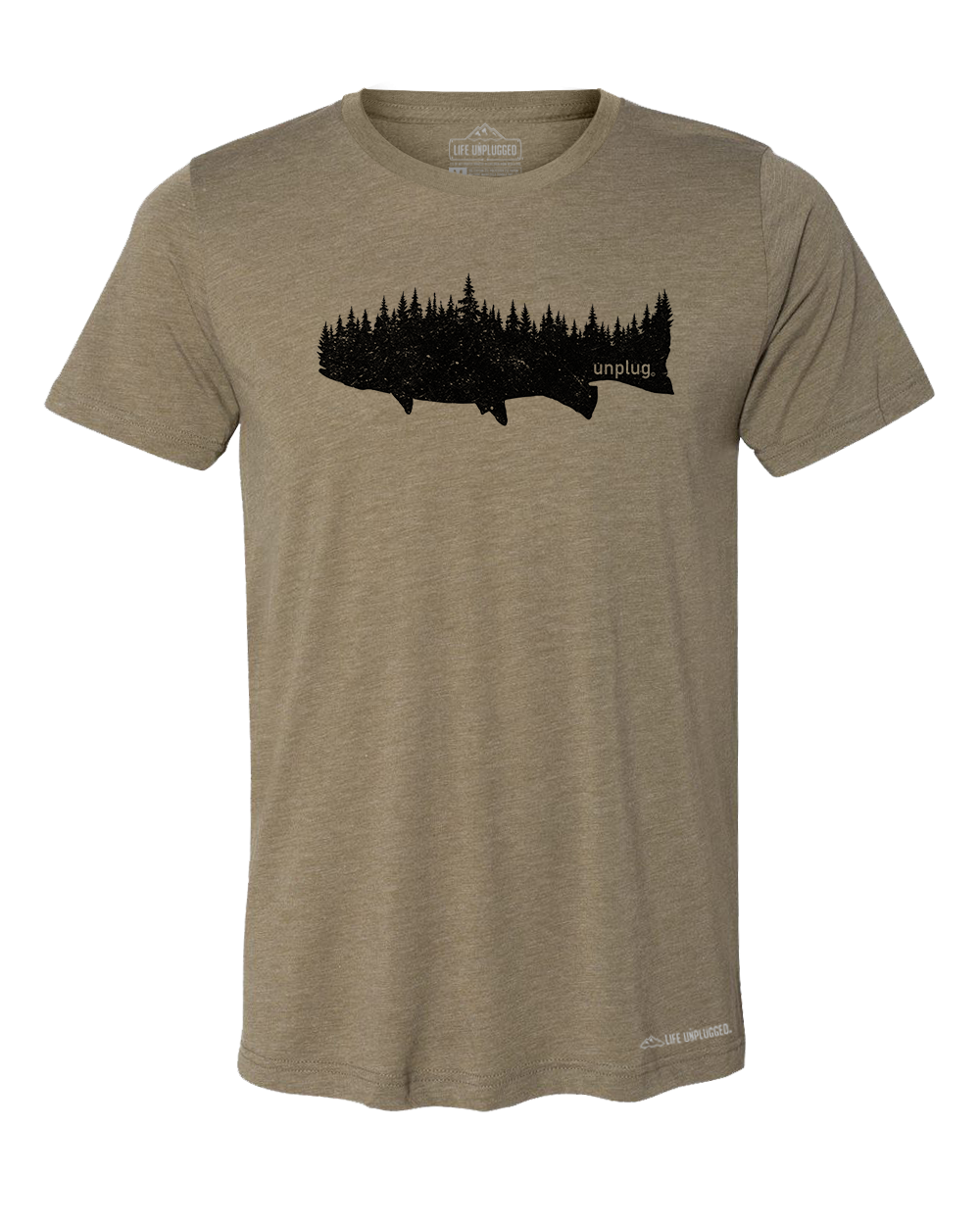 Trout in The Trees Premium Triblend T-Shirt, L / Olive | Life Unplugged