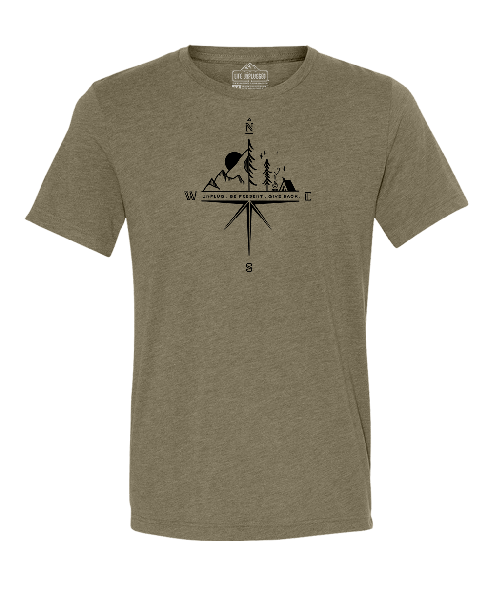 LIMITED EDITION Compass Mountain Scene (Black on Olive)