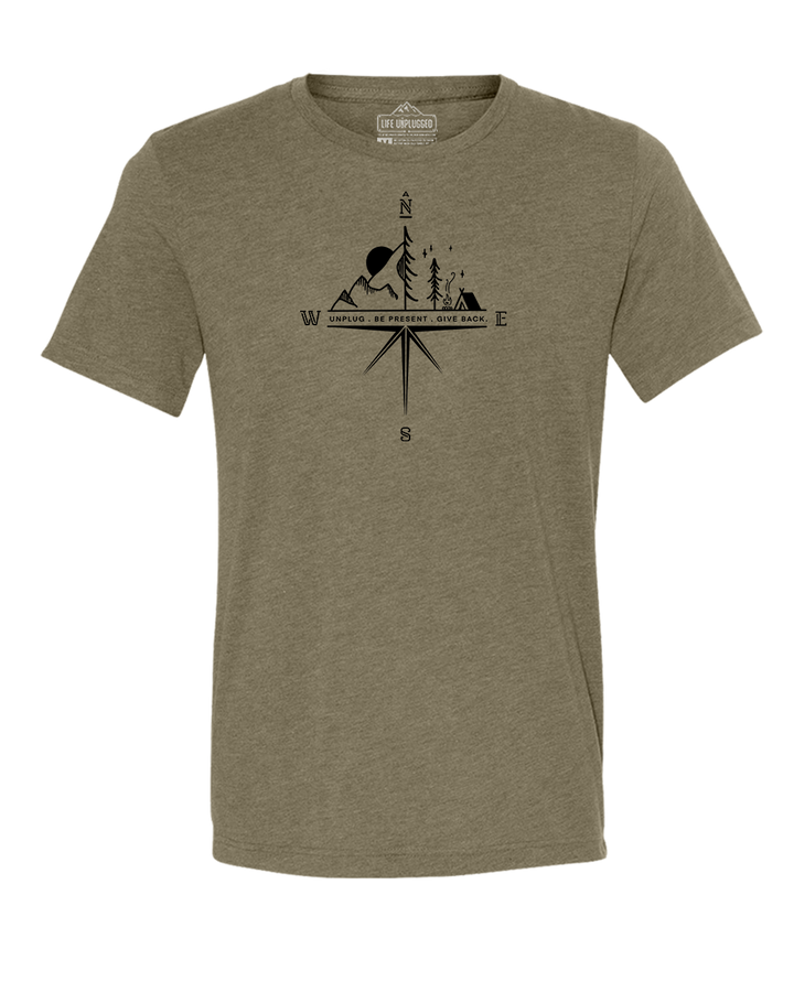 LIMITED EDITION Compass Mountain Scene (Black on Olive)