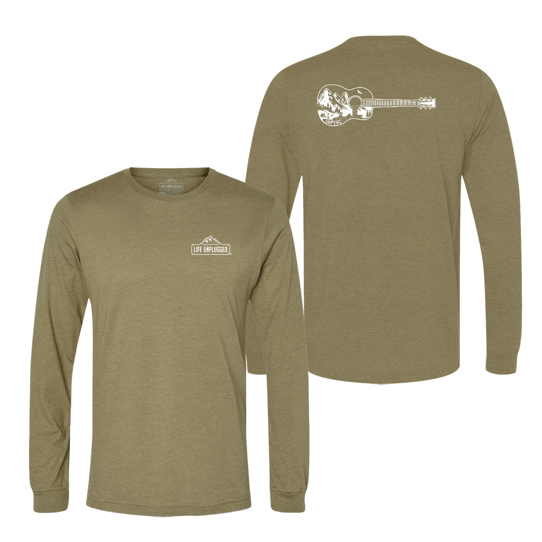 Guitar Mountain Scene Long Sleeve T-Shirt