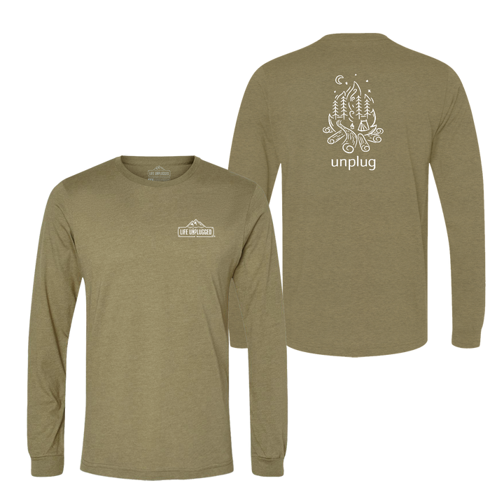 Campfire Camping Scene Long Sleeve T-Shirt