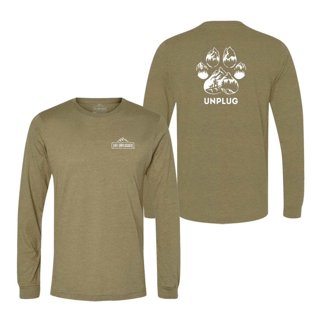Paw Print Mountain Scene Long Sleeve T-Shirt
