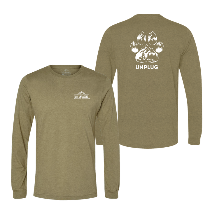Paw Print Mountain Scene Long Sleeve T-Shirt