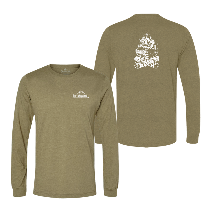 Campfire Mountain scene Long Sleeve T-Shirt