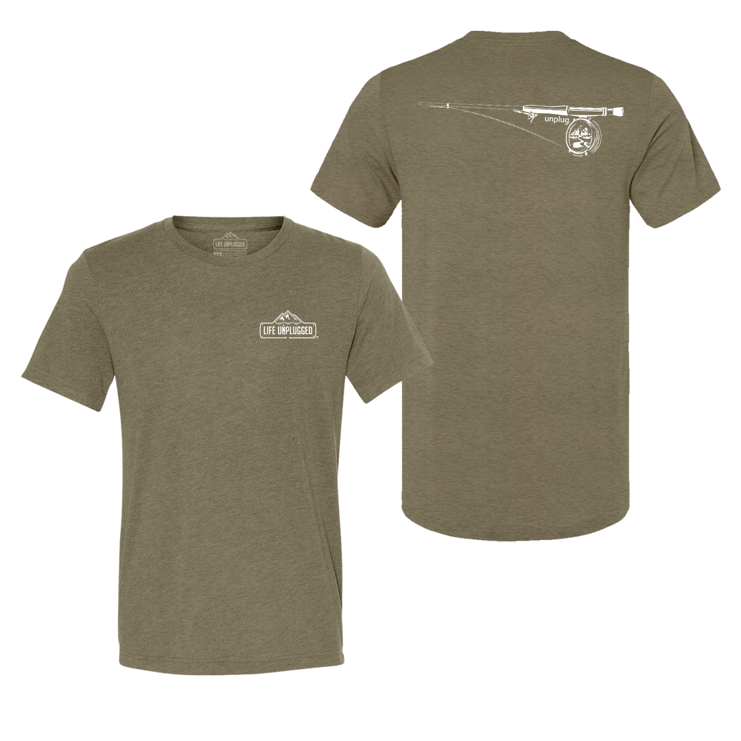 Fly Fishing Mountain Scene Triblend T-Shirt