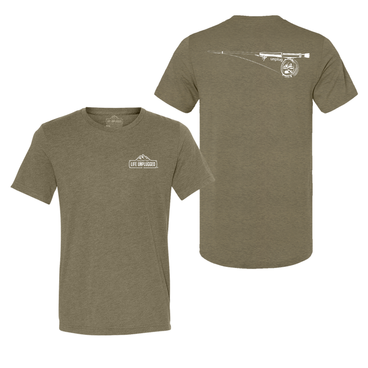 Fly Fishing Mountain Scene Triblend T-Shirt