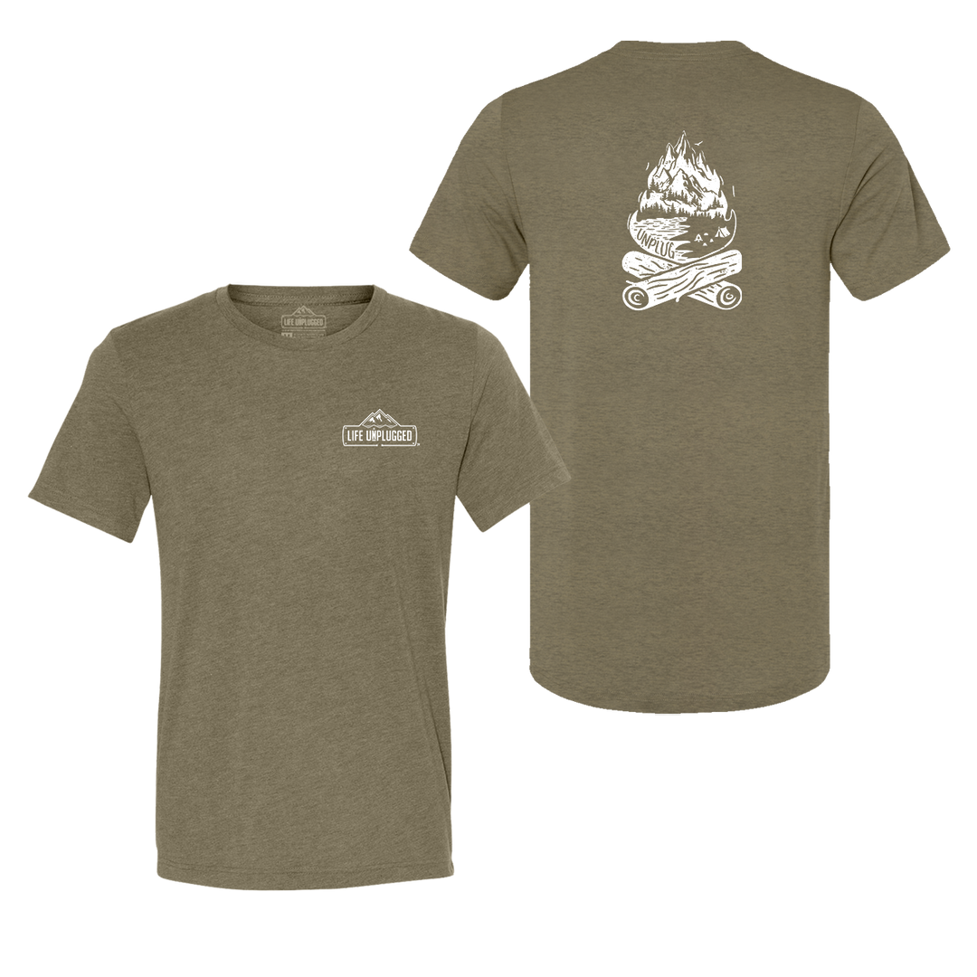 Campfire Mountain scene Triblend T-Shirt