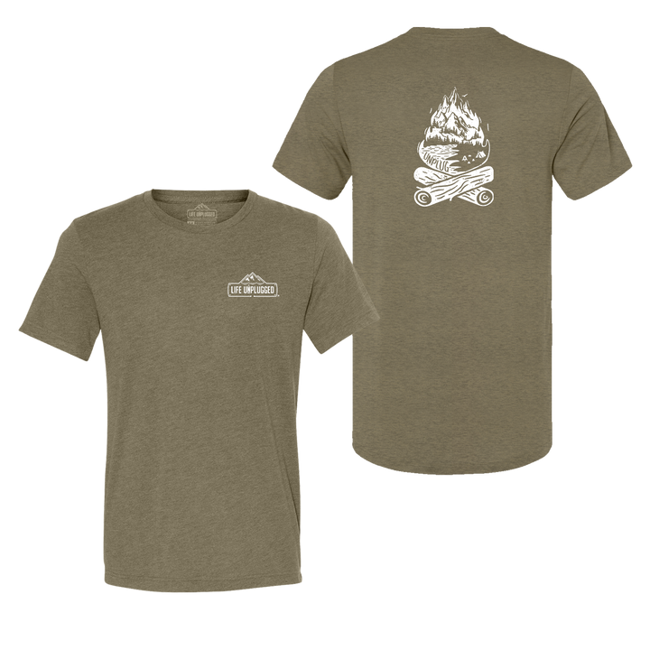 Campfire Mountain scene Triblend T-Shirt