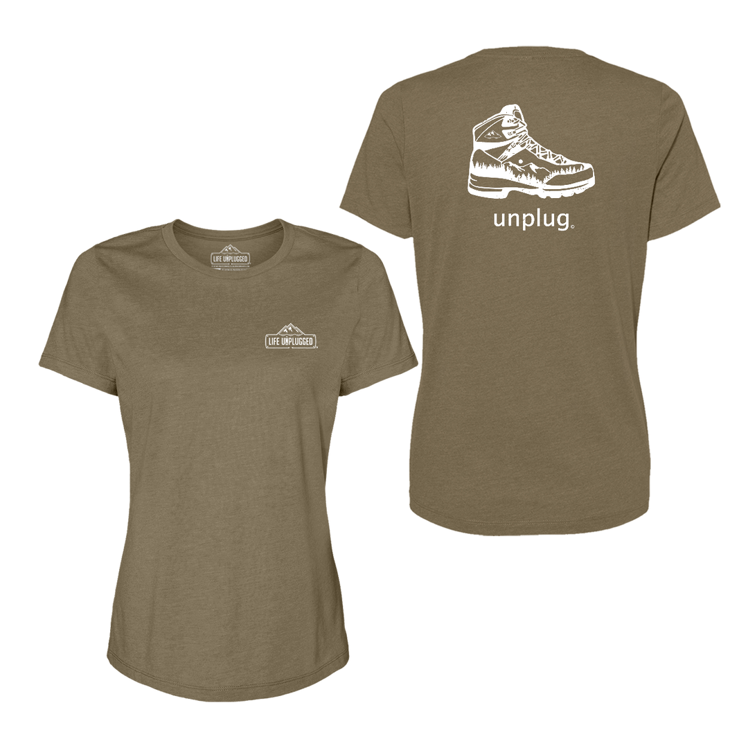 Hiking Boot Mountain Scene Women's T-Shirt