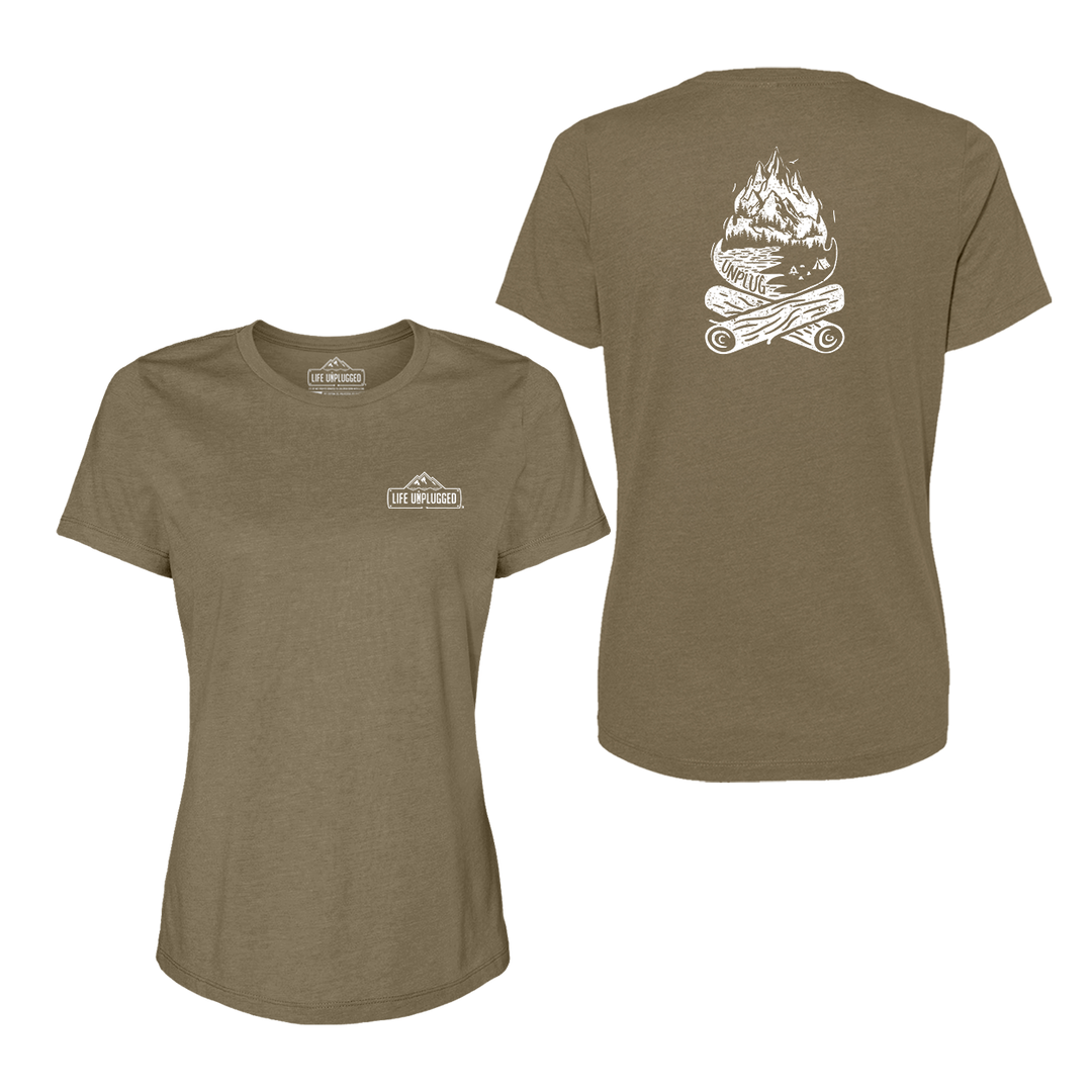 Campfire Mountain Scene Women's T-Shirt