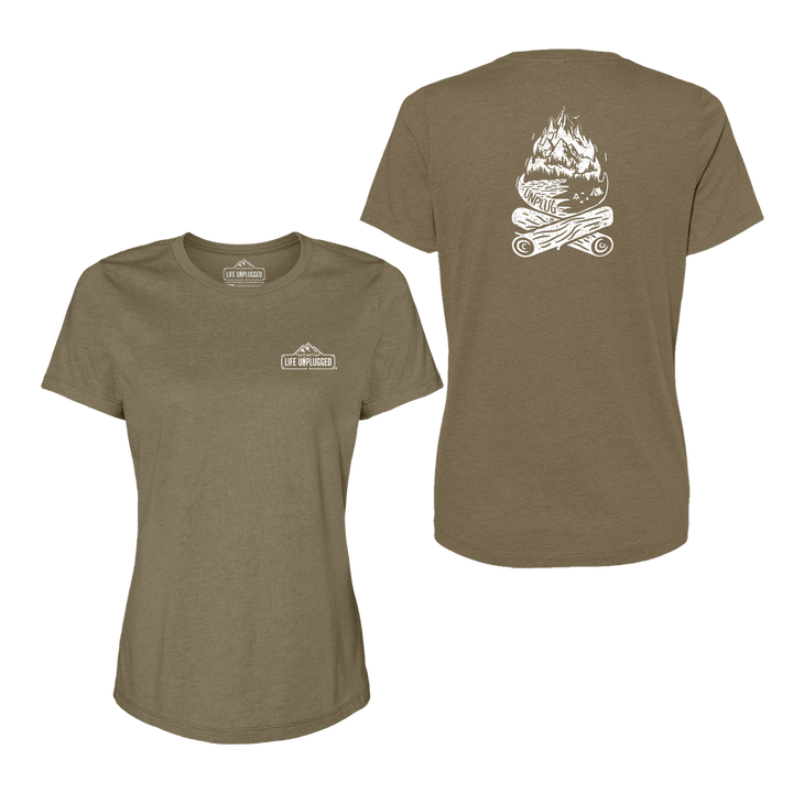 Campfire Mountain Scene Women's T-Shirt