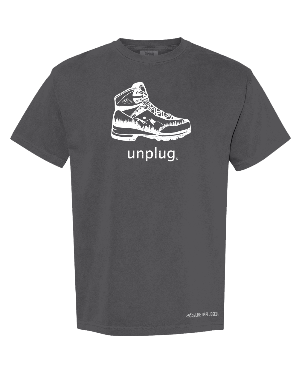 HIKING BOOT MOUNTAIN SCENE Cotton T-Shirt powered by Comfort Colors®