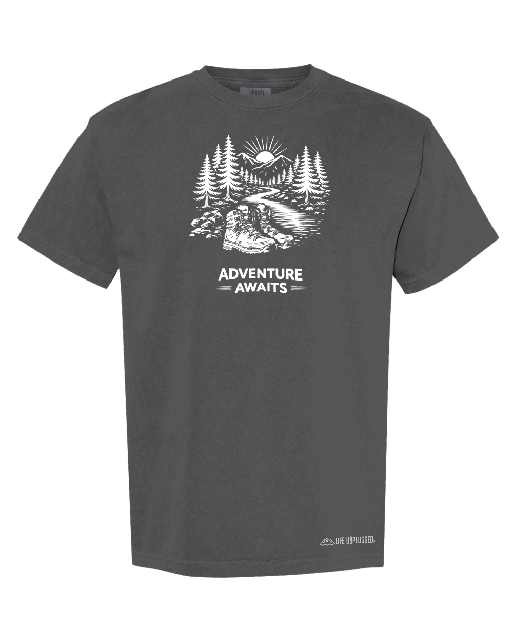 ADVENTURE AWAITS Cotton T-Shirt powered by Comfort Colors®