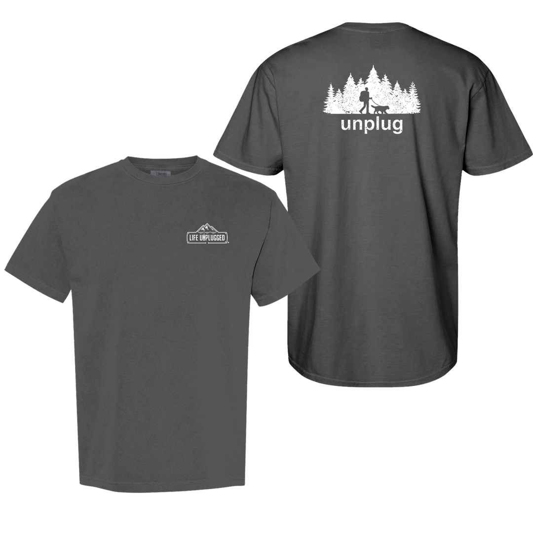 DOG WALKS IN THE WOODS Cotton T-Shirt powered by Comfort Colors®
