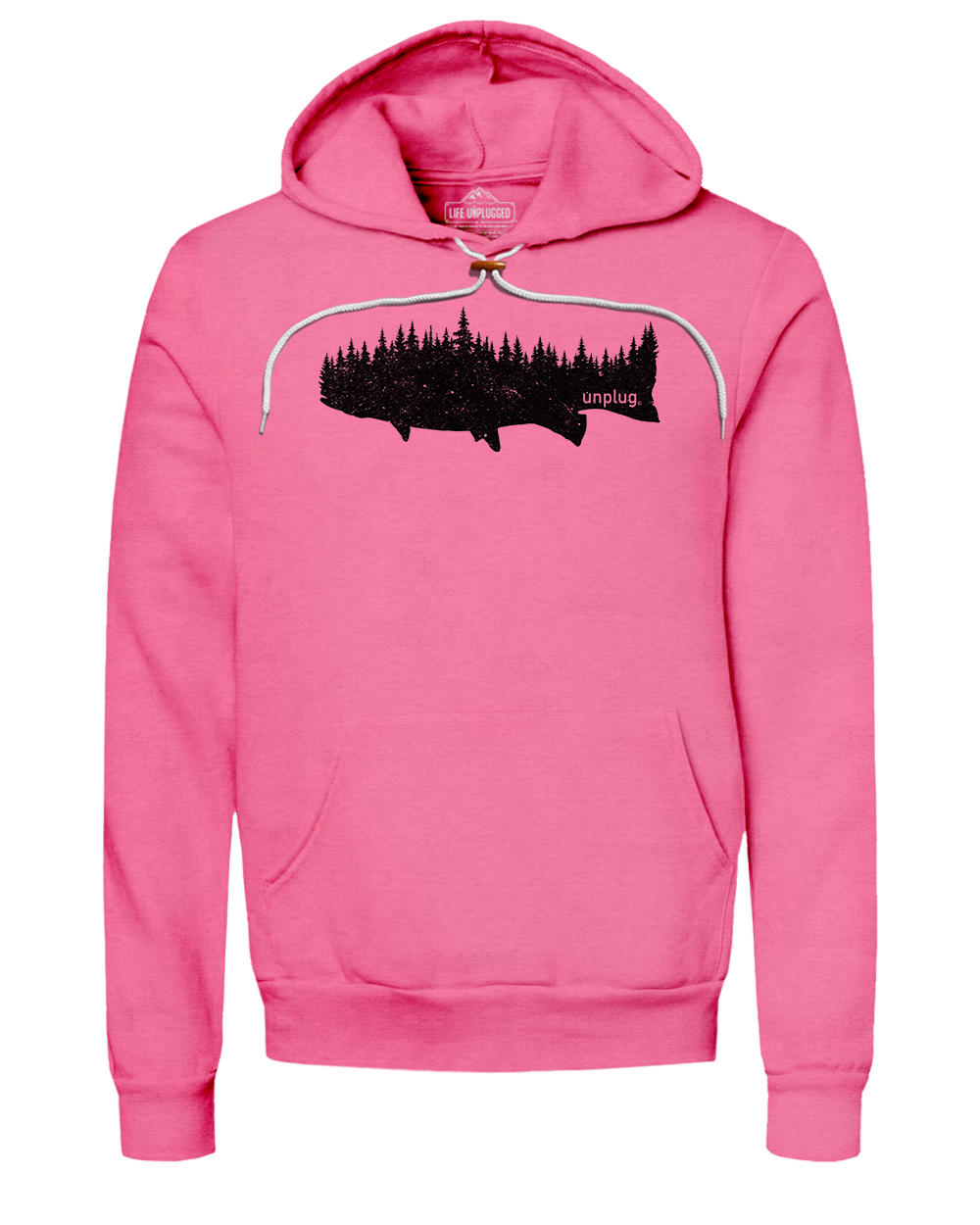 TROUT IN THE TREES Super Soft Hoodie MEDIUM - PINK BLOWOUT