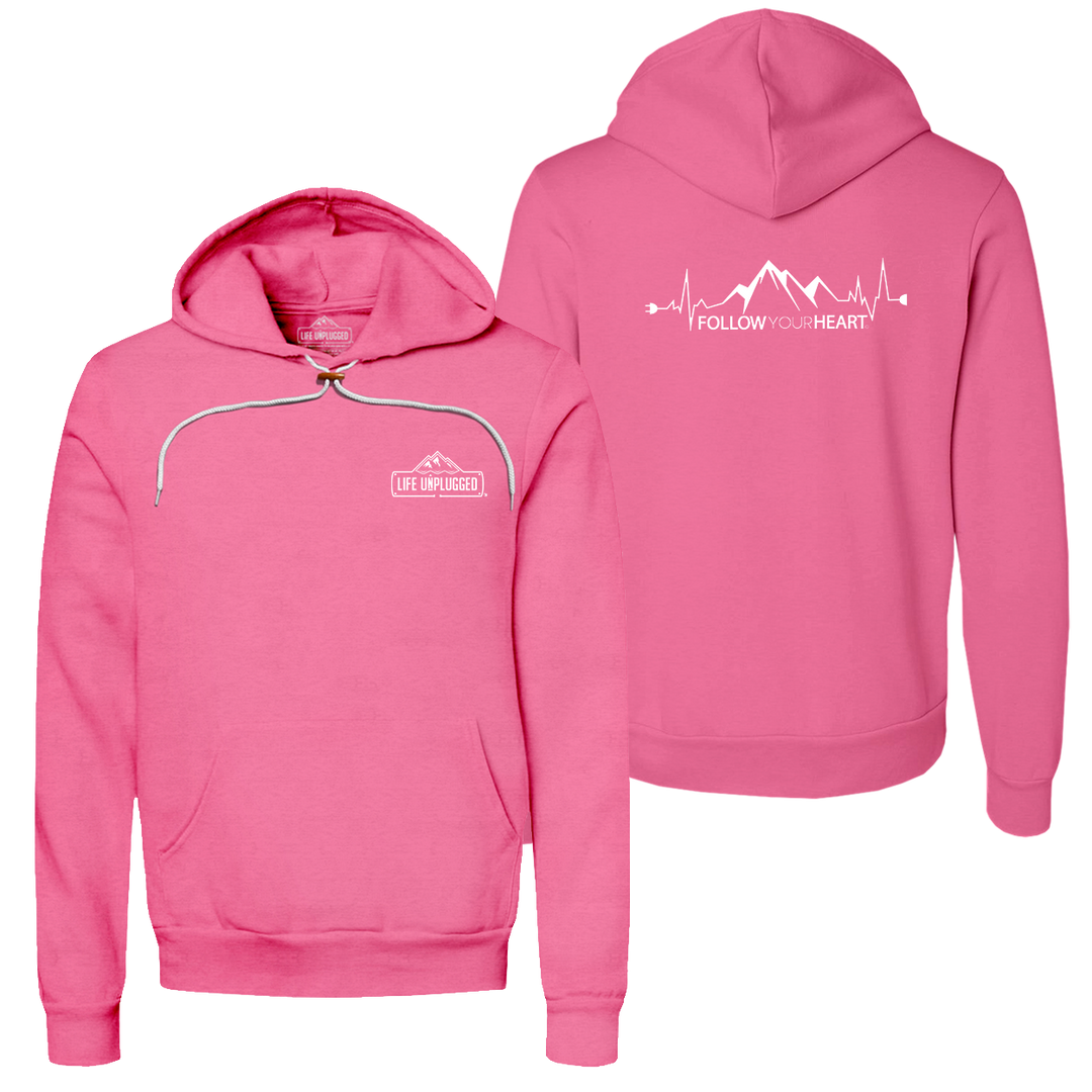 FOLLOW YOUR HEART | BACK Super Soft Hoodie MEDIUM - PINK BLOWOUT