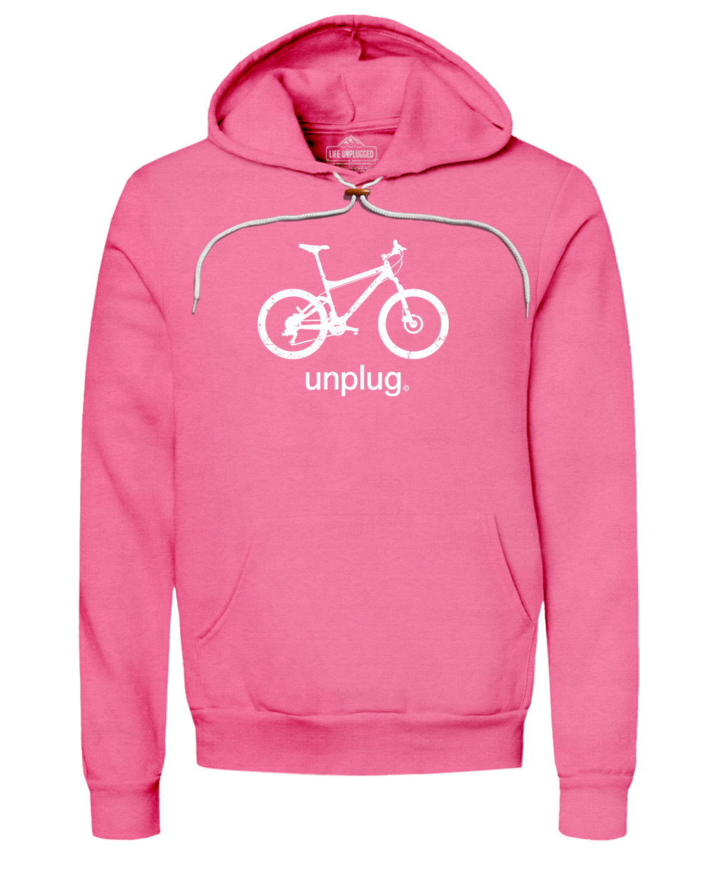 MOUNTAIN BIKE TREE STUMPS Super Soft Hoodie SMALL - PINK BLOWOUT