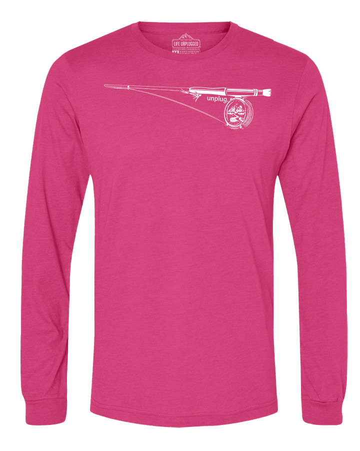 Fly Fishing Mountain Scene Long Sleeve T-Shirt