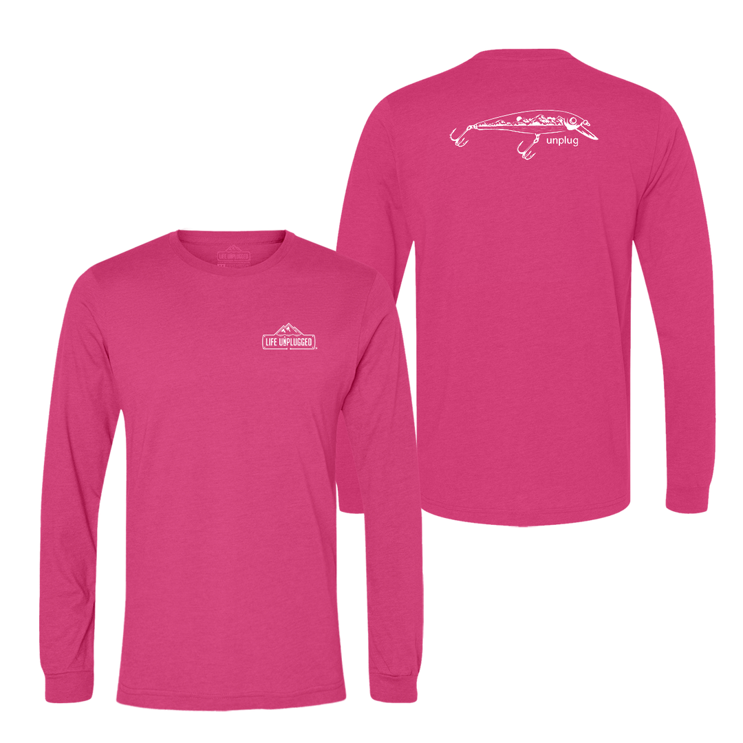 Fishing Lure Mountain Scene Long Sleeve T-Shirt