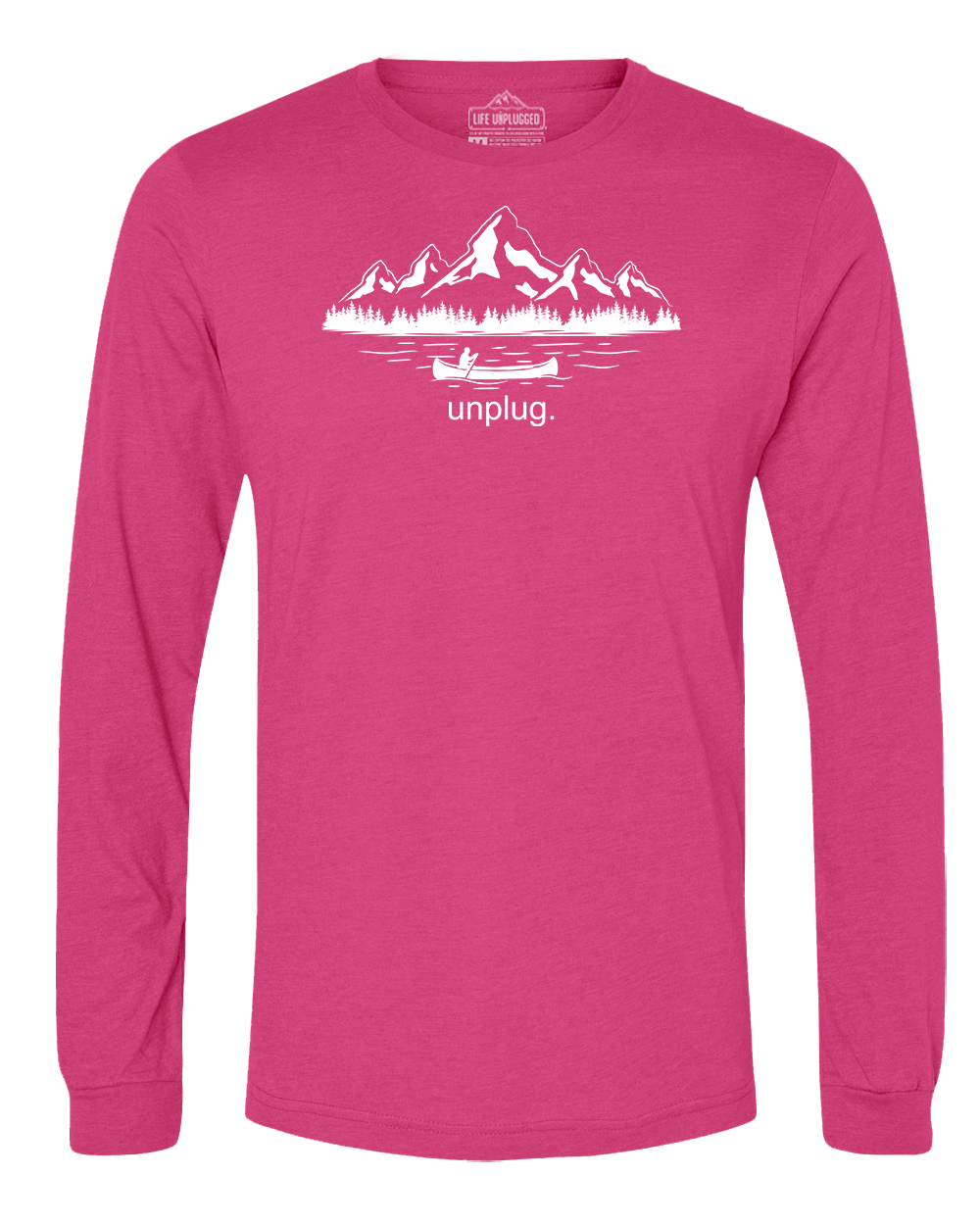 CANOEING IN THE MOUNTAINS Long Sleeve T-Shirt MEDIUM - PINK BLOWOUT
